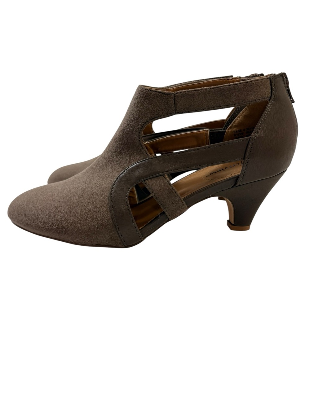Comfortview Sage Brown Cutout Shootie Heels Women’s Size 9.5 Wide